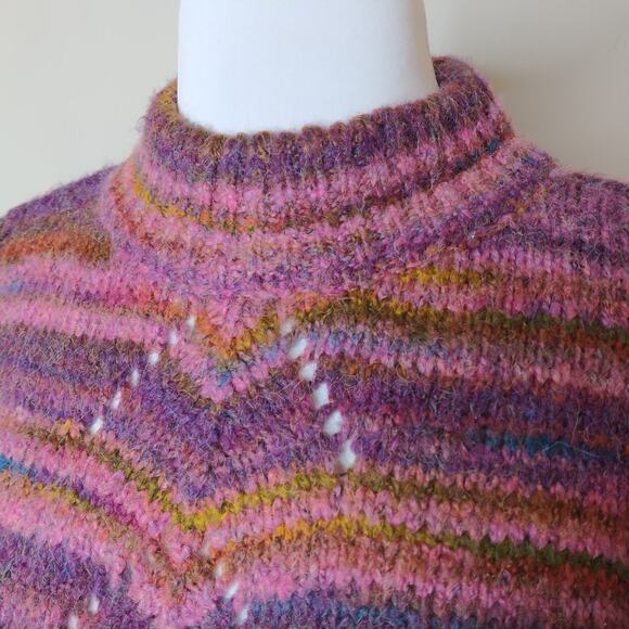 RD Style Sweater Purple Pink Stripe Knit Pullover - Picture 5 of 7